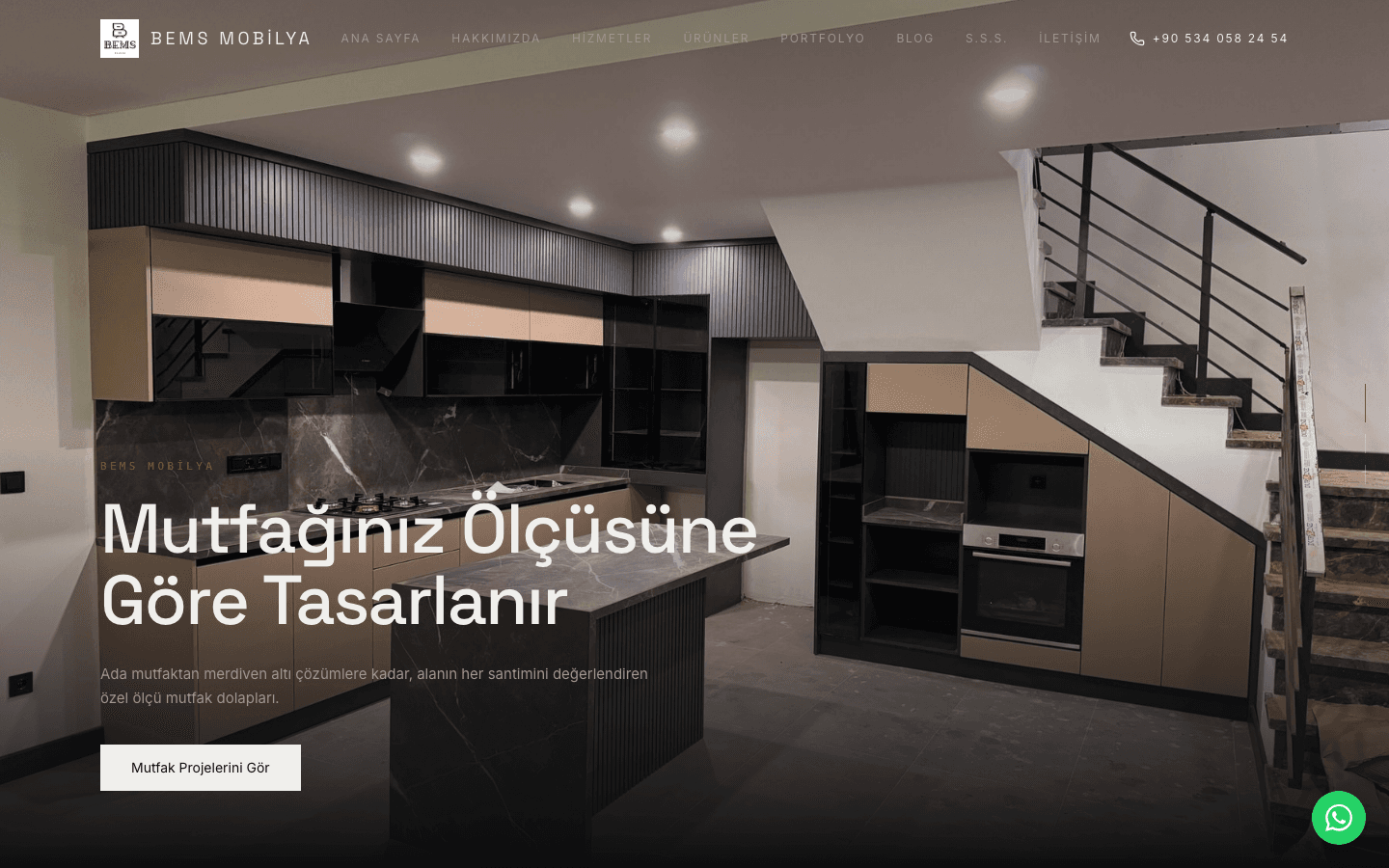 Bems Mobilya web sitesinin ana sayfası