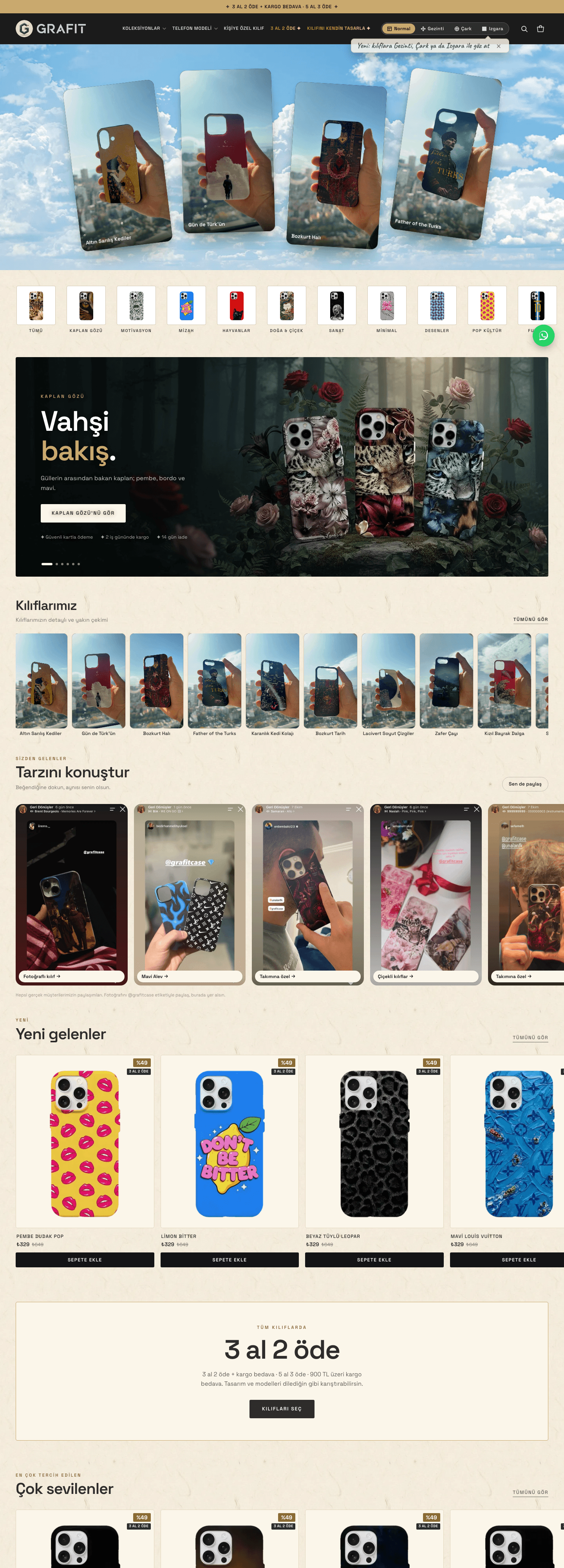 GrafitCase sitesinin tüm sayfası