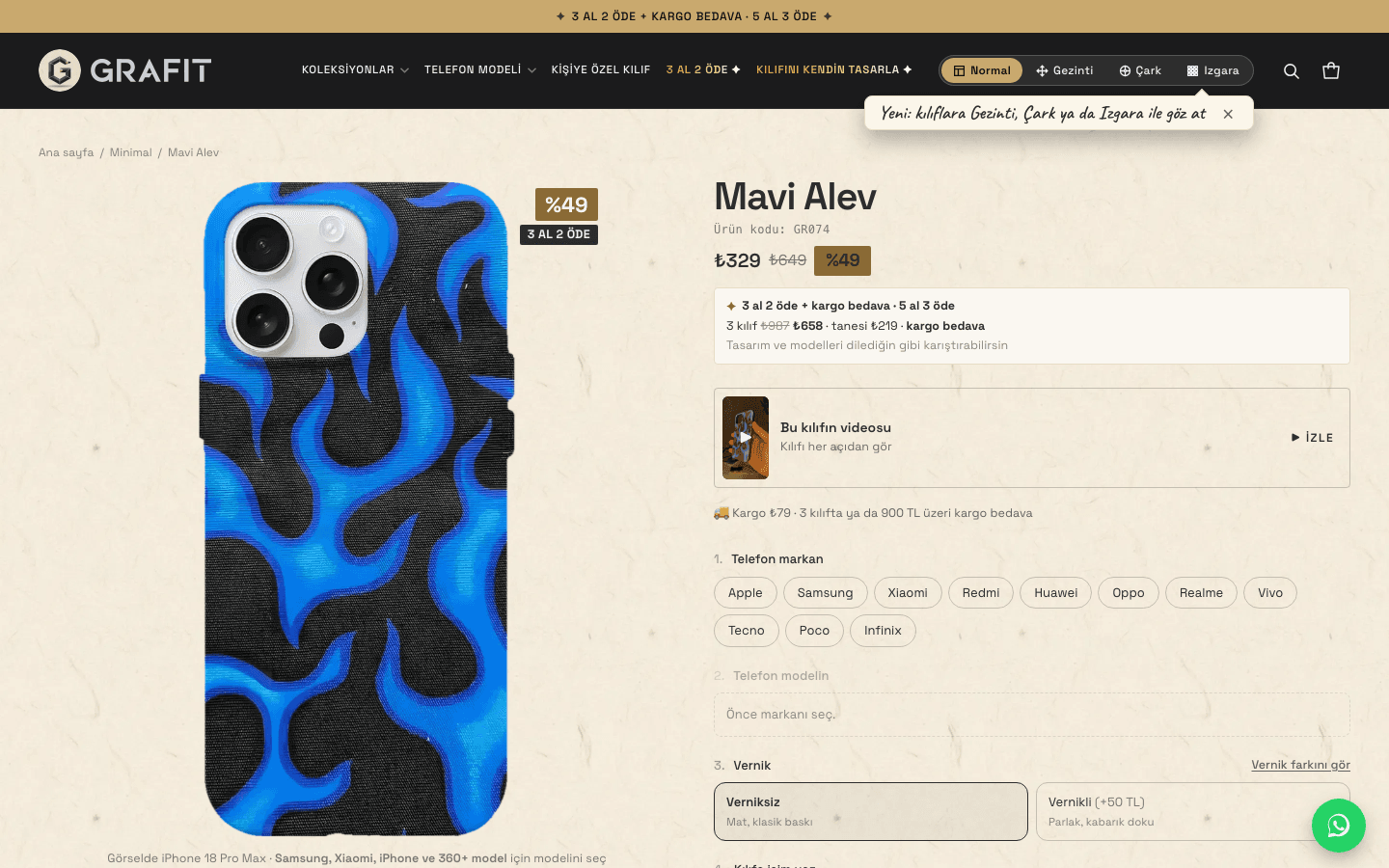 GrafitCase ürün sayfası