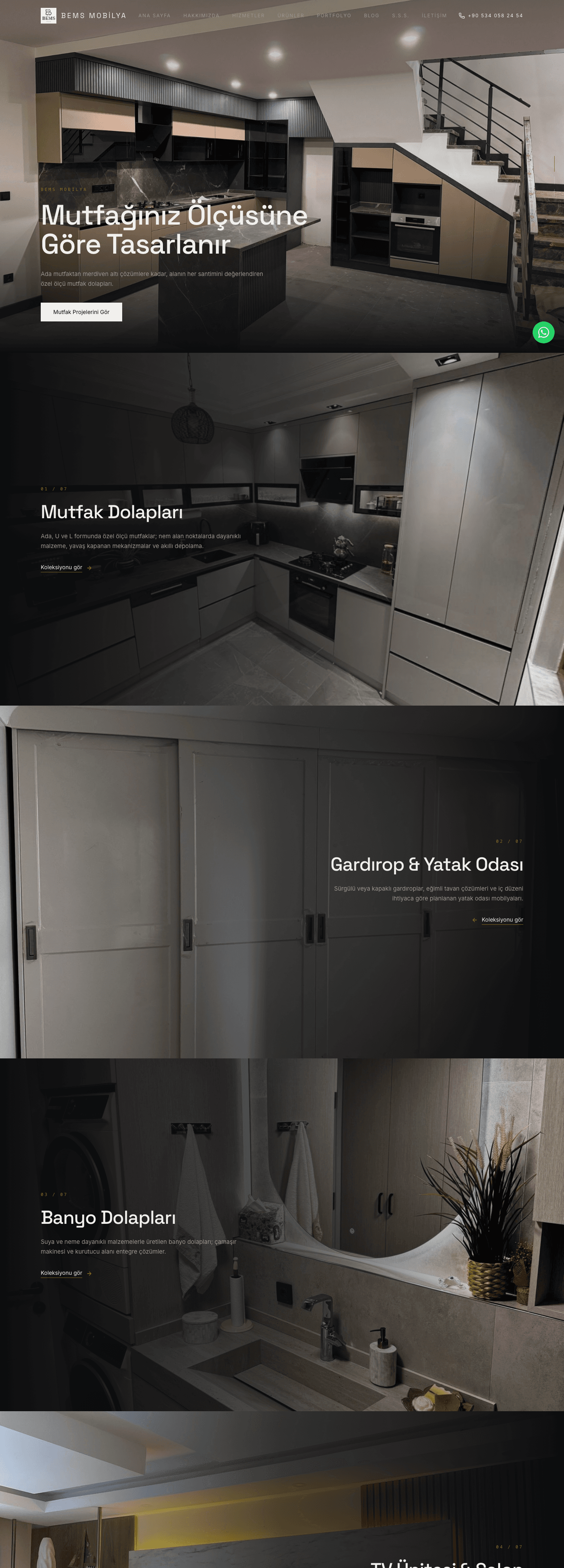 Bems Mobilya sitesinin tüm sayfası