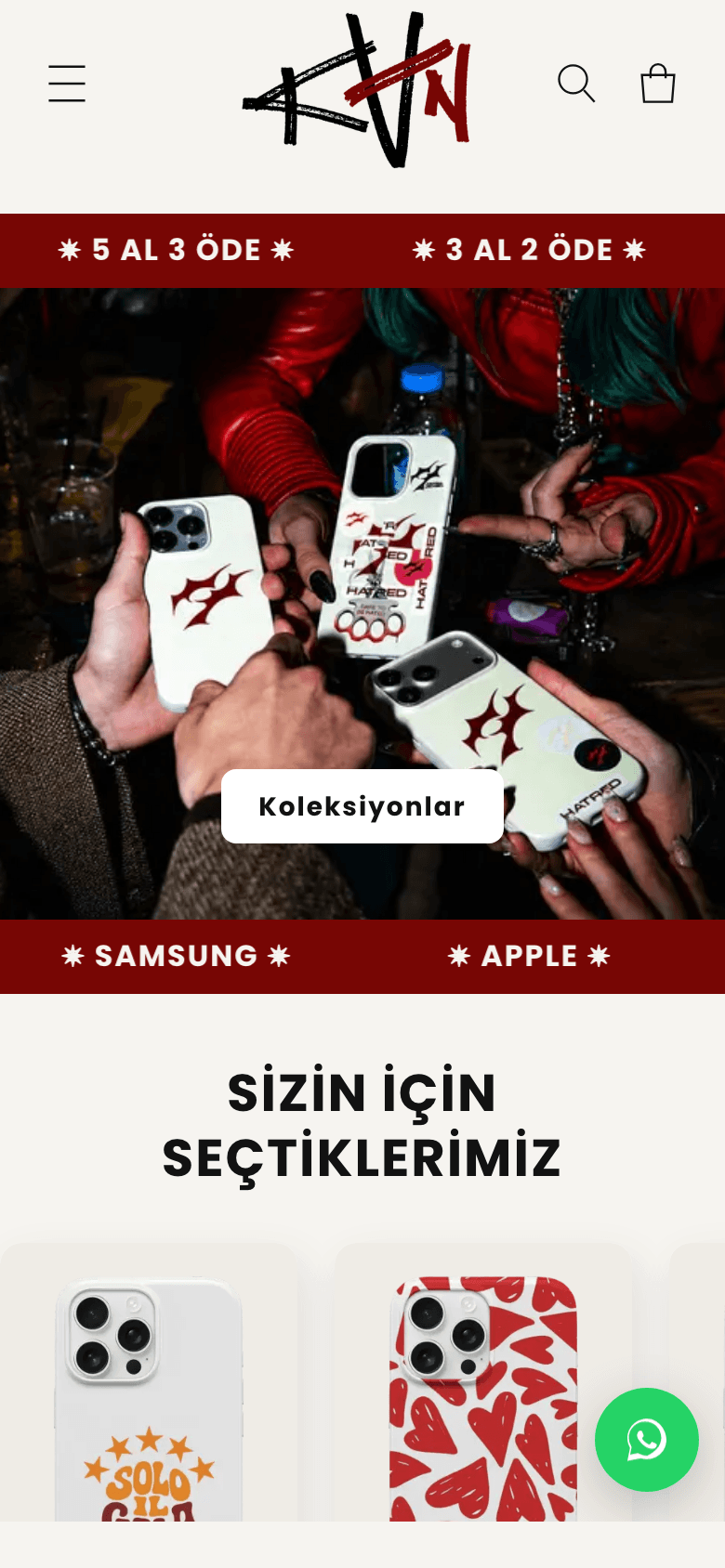 KVN Case mobil görünümü